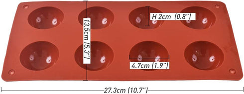 Newk 8 Holes Half Sphere Silicone Mold, 3 Packs 8-Cavity Half Sphere Mold for Hot Chocolate Bomb, Cakes, Jelly, Pudding, Dome Mousse...