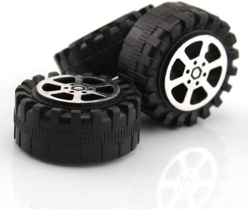 4pcs Model Car Wheels 42mm Plastic DIY Toy Wheels Black for 2mm Shaft...