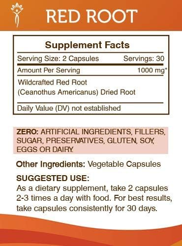 Secrets of the Tribe Red Root 60 Capsules, 1000 mg, Wildcrafted Red Root (Ceanothus Americanus) Dried Bark (60 Capsules)...