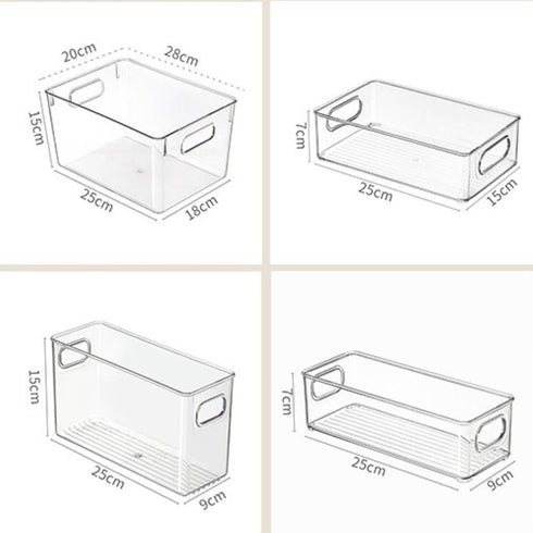 Refrigerator Organizer, Food Pantry Storage and Storage Box with Hollow Out Handles, Clear Plastic Storage Cabinet, BPA Free, Multi-Size Storage S...