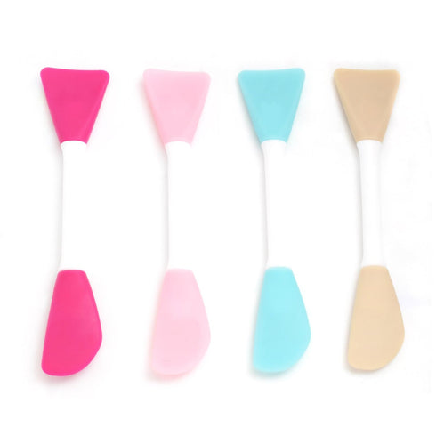 4 Pcs Mask Applicator Silicone Face Brush Face Mud Cream,Clay Mask,DIY, Double-end Handheld Scoop Skin Care Make up Foundation Gel Cosmetic Tool (...