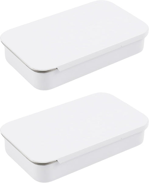 Vagocom 2pcs Empty Metal Push-Pull Storage Boxes,3.15x1.93x0.55inch / 8x4.9x1.4cm Mini Containers with Lids for Bandaid,Seed,Match,Crafts,Sewing(W...