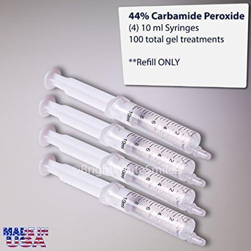 Bright White Smiles Wholesale Teeth Whitening Refill Gel Kit (4) 10cc Syringes 44% Carbamide Peroxide Bleaching Product...