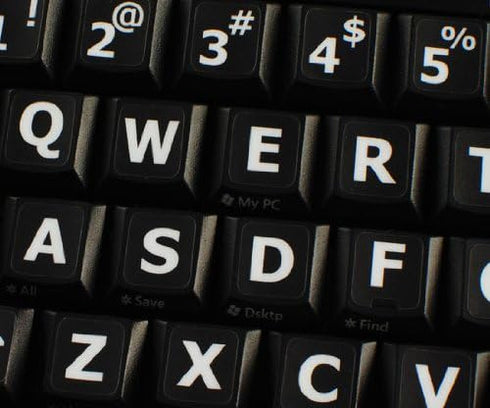 English US Large Letters Keyboard Stickers Matte Non Transparent Black Background (Upper CASE) by 4Keyboard...