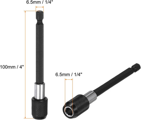2pcs 100mm Magnetic Screwdriver Bits Holder Extension Quick Release Drill Bit Chuck Adapter with 1/4" Hex Shank for Socket Driver Adapter Power To...