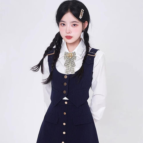 Pearl Bowknot Pre-Tied Brooch Elegant Ribbon Neck Tie Pin for Women Ladies Girls Student Brooches Suit Shirt Pins Fashion Collar Clothing Accessor...