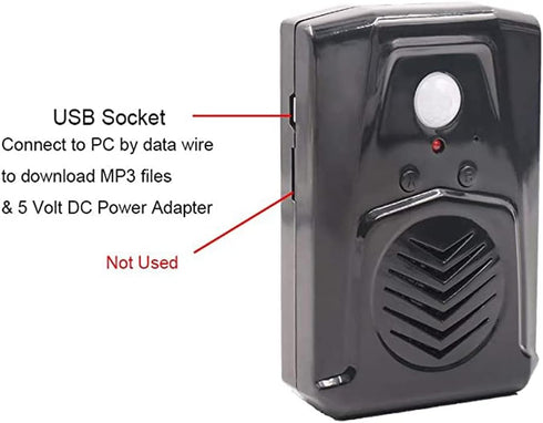 PIR Motion Sensor Activated Sound Player Speaker with USB Cable, Download Your own MP3 Audio Files to Play Speech, Music or Sound Effects (Black)...