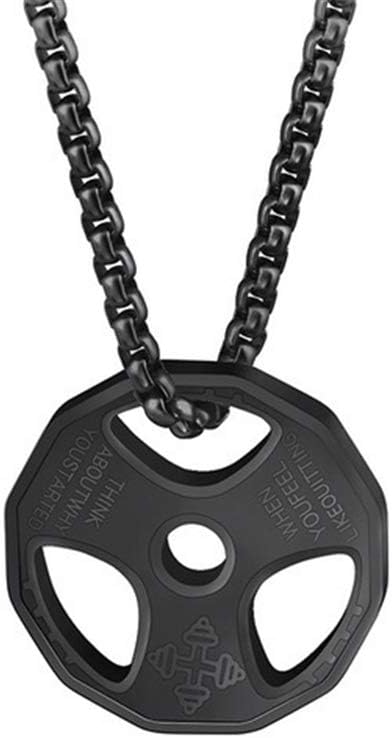 AILUOR Men Women's Dumbbell Pendant Necklace Stainless Steel Couples Barbell Pendant Fitness Gym Sports Dumbbell Weight Lifters Barbell Chain Jewe...