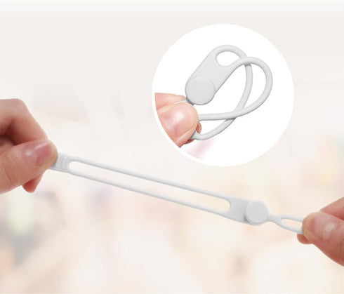 TENOC Silicone Cable Ties 10 Pcs White Reusable Cable Holder Elastic Cord Straps Flexible Wire Organizer for Phone Tablet Charging Cable and Heads...