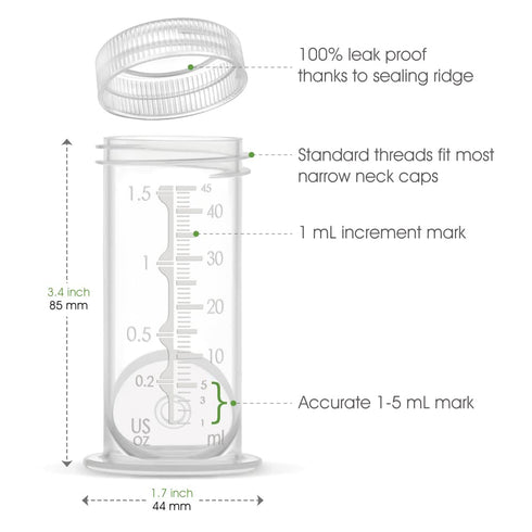 Maymom 1.5 Oz Container Designed for Colostrum & Milk Storage; Leak Proof Lids, Breastmilk Freezer or Refrigerator Storage, Made without BPA; 4pc/...