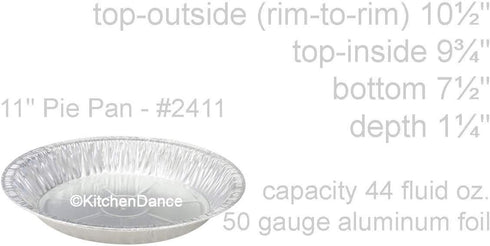 KitchenDance Disposable Aluminum Pie Pan - 11" Large Heavy Duty Aluminum Foil Disposable Pie Pans for Baking, Cooking, and Preparing Food, Nonstic...