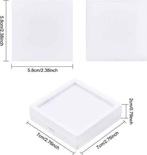 BENECREAT 6Pcs White Gemstone Display Box with Sponge Cushion Gift Boxes Clear Window Box for Jewelry, Diamond Gift Packing?2.8"x2.8"x0.8"?...