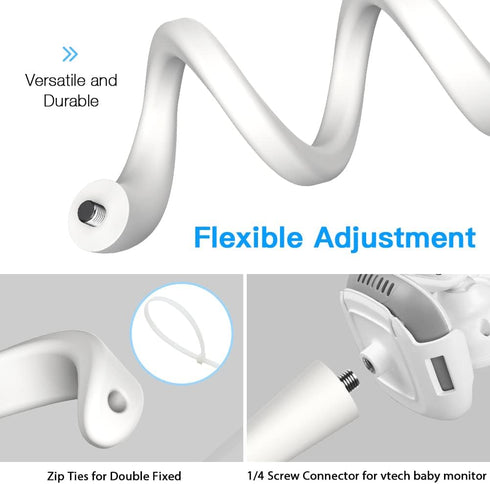 Flexible Twist Mount for VTech VM819/VM3252 Baby Monitor Without Tools or Wall Damage...
