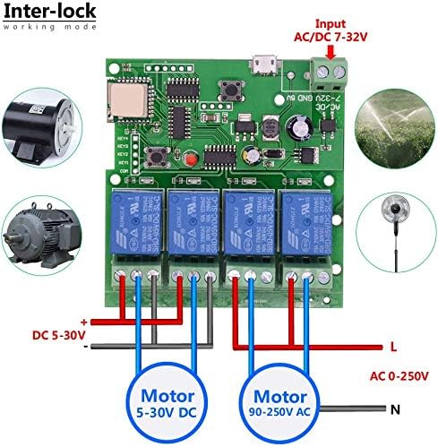 WiFi Wireless Inching Relay Monentary/Self-Locking Switch Module DIY Smart Home Remote Control DC 5-32V AC90-260V Ewelink App iOS/Andriod Compatib...