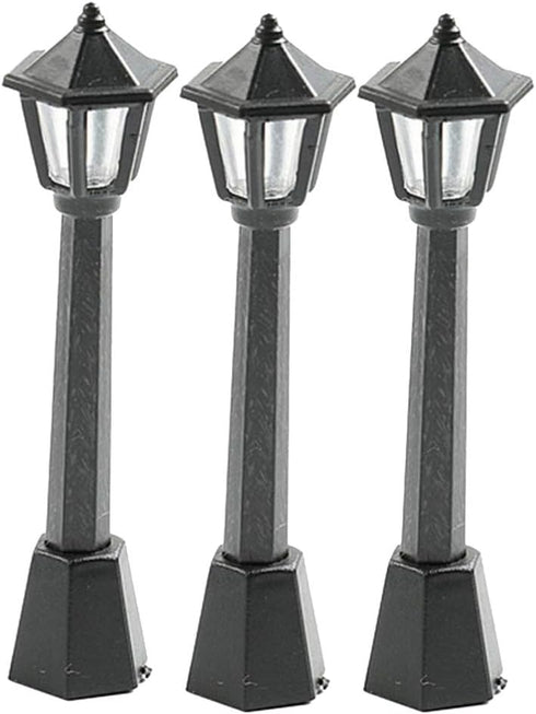 SEWACC 3pcs Mini Street Light Models Miniature Street Lamp Models Decorative Pathway Lantern Post for Miniature Doll House Micro Landscape Lamppos...