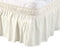PiccoCasa Brushed Polyester Bed Skirt Wrap Around Three Fabric Sides Elastic Dust Ruffle, Easy Fit Wrinkle - with 15 Inch Drop Beige Full...