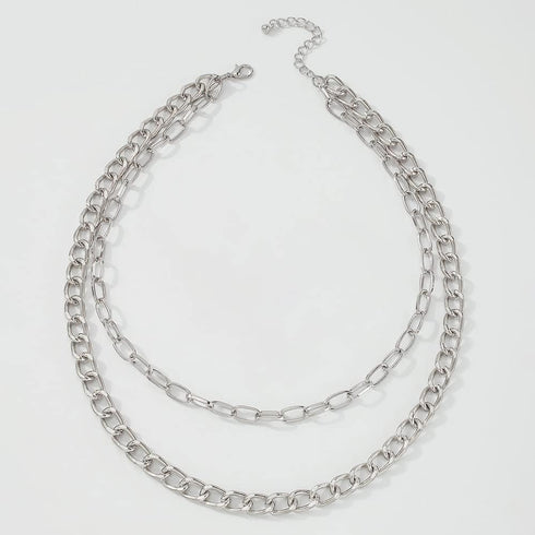 Dainty Layered Necklace Paperclip Choker Necklace Punk Cuban Link Chain Necklace Silver Curb Chain Necklace for Women...