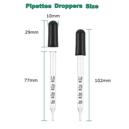 1ml Glass Pipette Dropper Graduated Eye Dropper for Liquid Medicine Essential Oil Laboratory, 20 Pack...