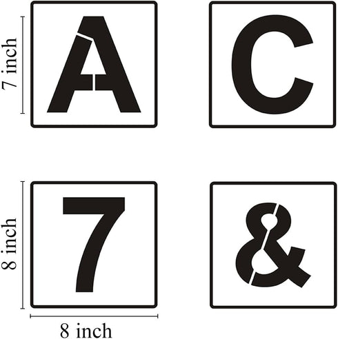 Alphabet Letter and Number Stencils 8 Inch - 40 Pack Large Letters and Numbers Stencil Templates with Signs for Painting on Wood, Reusable Number ...