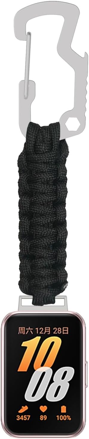 Outdoor Activities Watch Strap Compatible with Samsung Galaxy Fit3 Smartwatches Bands Replacement,Paracord Keychain Clip for Outdoor Camping, Hiki...