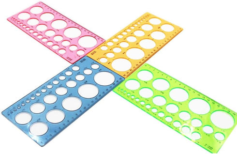4Pcs Multifunctional Geometric Circle Templates Ruler Circle Drawing Painting Stencils Round Scale Template Student Stationery Supplies for School...