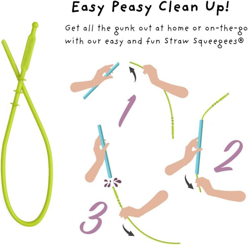 Wide Premium Reusable Silicone Drinking Straws + Patented Straw Squeegee - 9” Long With Curved Bend for 20 30 32 oz Tumblers Non Rubber, Flexible,...