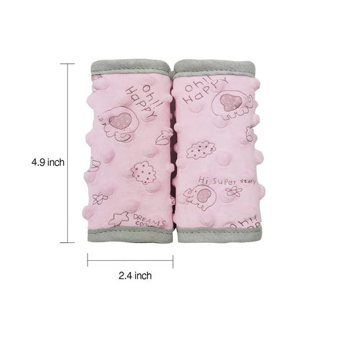 car seat Strap Cover for Baby, seat Belt Cover Cushion, Belt Pads fit Baby Carrier/Pushchair/Stroller, Cozy Peace Dotted Minky, Pink...