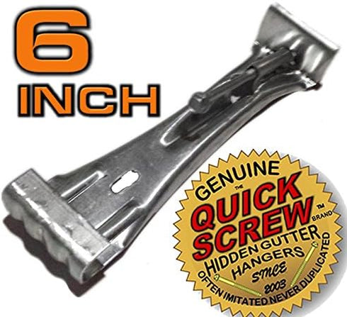 Quick Screw 6" inch Aluminum Hidden Rain Gutter Bracket Hook Clip Style Hangers with pre Inserted 3" Long ¼" hex Head self Drilling Screw (10 Per ...