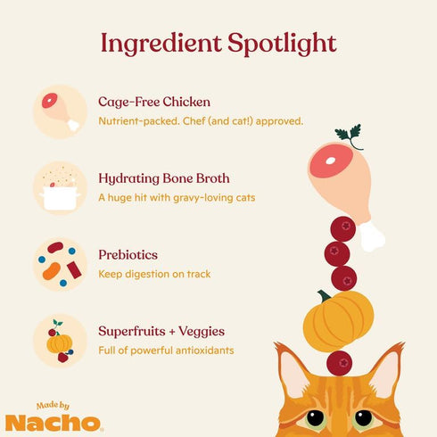 Made by Nacho Wet Cat Food, Cage-Free Minced Chicken in Bone Broth for Hydration with Prebiotics for Digestive Health, High Protein, 2.5oz Cups (1...
