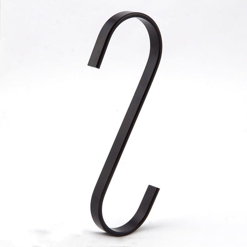 12-Pack 4.5 Inch Black Chrome Finish Steel Hanging Flat Hooks - S Shaped Hook Heavy-Duty S Hooks, for Kitchenware, Pots, Utensils, Plants, Towels,...