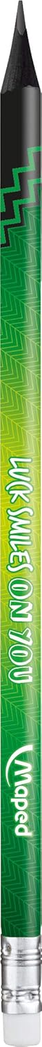 Maped 852000 - Egonomic Three-Sided Pencils Black'Peps Energy with Eraser Head - HB Medium - x6 Pens, Pack of 6...