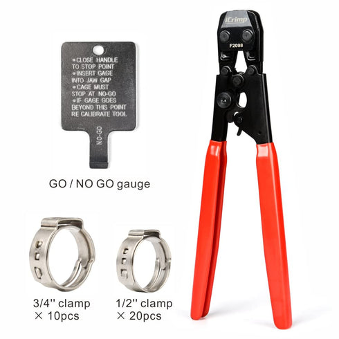 iCrimp Ratcheting PEX Cinch Tool for Fastening Stainless Clamps from 3/8-Inch to 1-Inch with Calibration Gauge Suits ASTM F2098 and Non F2098 Ear ...