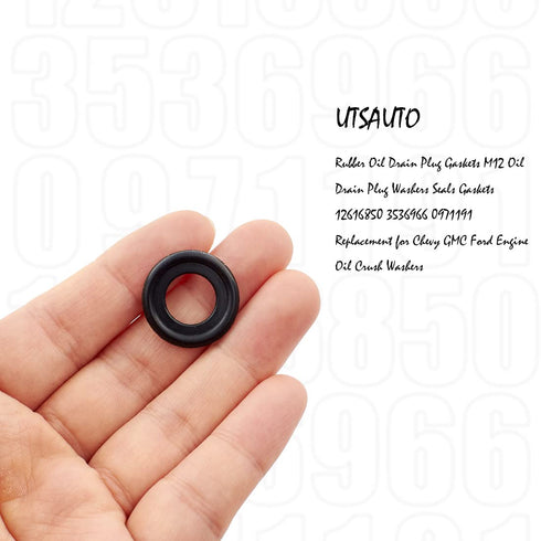 UTSAUTO 12Pcs Rubber Oil Drain Plug Gaskets M12 Oil Drain Plug Washers Seals Gaskets 12616850 3536966 0971191 Replacement for Chevy GMC Ford Engin...