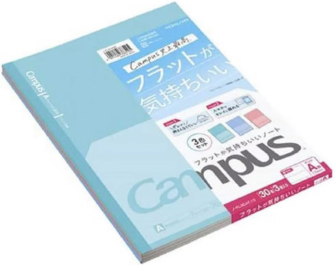 KOKUYO Campus Feels Flat Notebooks, Dot A 7mm Ruled, Semi-B5, 30 Sheets, 30 Lines, Pack of 3, Blue, Green and Pink, Japan Import (NO-FL3CATX3)...