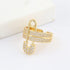 NewZenro Wide Flat CZ Safety Pin Chunky Open Rings Fashion Cubic Zirconia Paved Expandable Engagement Promise Statement Band Rings 14k Gold Plated...