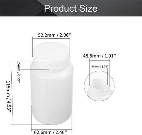 Othmro 10pcs 250ml/8.45oz Plastic Bottles w Scale,Lab Cylindrical Chemical Reagent Bottle,Wide Mouth Laboratory Reagent Bottle,Sample Sealing Liqu...