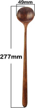 Long Spoons Wooden, 5 Pieces Korean Style 10.9 inches 100% Natural Wood Long Handle Round Spoons for Soup Mixing Stirrer Kitchen Tools Utensils, F...