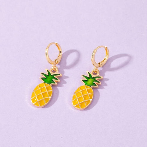 Pineapple Earrings Necklace for Women Yellow Ruit Green Leaf Pineapple Earings Pendant Necklace Cute Fashion Dangle Necklace Jewellery Set...