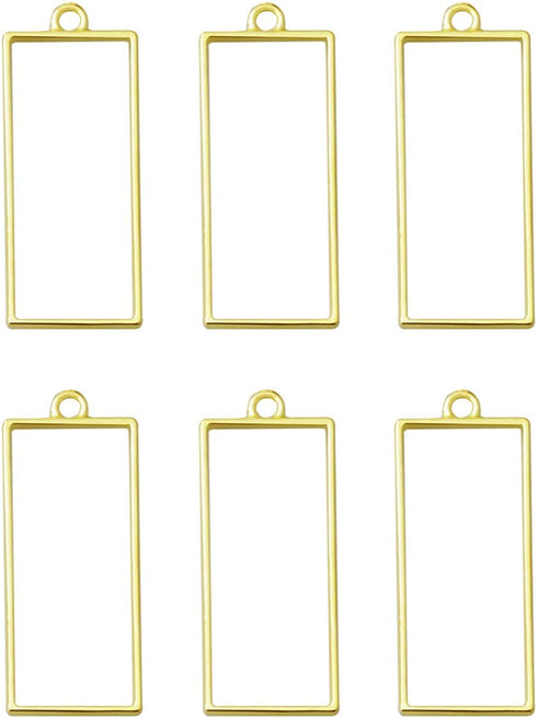 ALLinONE Gold Plated Bezel Pendant Charm Blank Frame for DIY Resin Jewelry Making (Rectangle)...