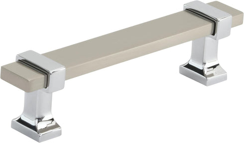 Amerock | Cabinet Pull | Satin Nickel/Polished Chrome | 3-3/4 inch (96 mm) Center to Center | Overton | 1 Pack | Drawer Pull | Drawer Handle | Cab...