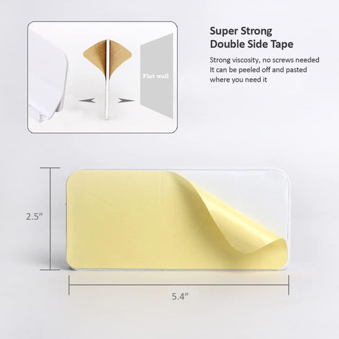 D2 Wall Mount Phone Holder, Hands Free Phone Holder with Adhesive and Data Cable Receiving Hole for Shower, Charging, RV, Compatible with iPhone, ...