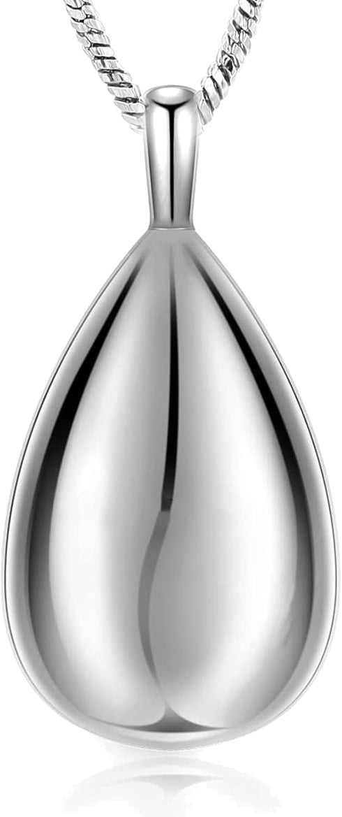 Yinplsmemory Carved Teardrop Keepsake Ashes Necklace Urn Pendant Cremation Memorial Jewelry-Always in my heart...