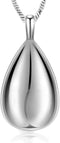 Yinplsmemory Carved Teardrop Keepsake Ashes Necklace Urn Pendant Cremation Memorial Jewelry-Always in my heart...