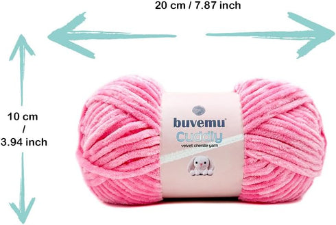 Cuddly Velvet Chenille Yarn, Super Soft Fluffy Bulky for Knitting Crocheting Crafting Blanket Amigurumi, Durable for Shedding, 100 Gram (3.53 Ounc...