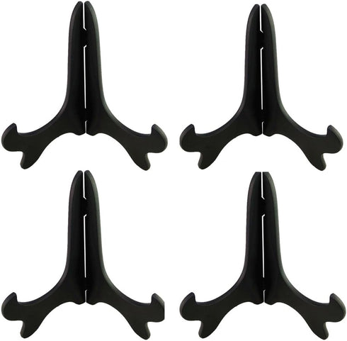 Artliving Black 4" Wood-Like Plastic Easels Plate Display Stands Picture Frame Stand Holder-Set of 4...