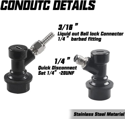 PERA Corny Keg Quick Disconnect Ball Lock Disconnect Set with Stainless Steel Swivel Nut for Home Brewing Beer Keg System (PACK OF 8)...