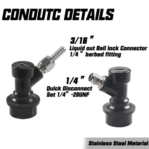 PERA Ball Lock MFL Dis-Connect Set with Swivel Nuts (2) 5/16 Gas, 1/4 Liquid Barbed by (Pack of 2)...