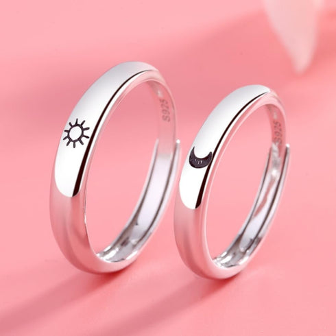 Matching Promise Rings for Couples Matching Rings Set Adjustable for Him and Her Engagement Wedding Rings Set of 2 Rings (Style 3)...