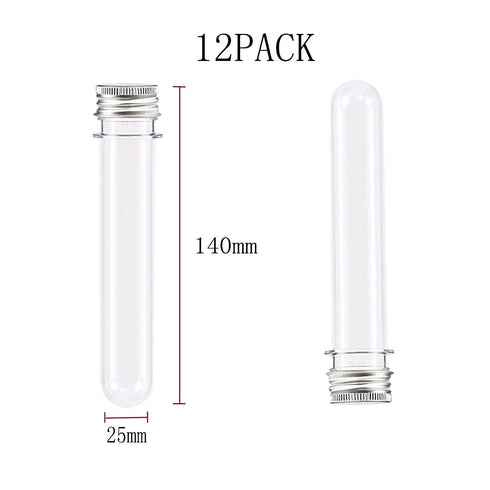 Test Tubes 25x140mm(40ml), Clear Plastic Tubes with Screw Caps for Science Experiment Party Decoration Christmas Birthday Gifts Candy Storage...
