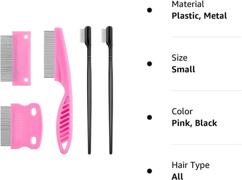5 Pieces Dog Eye Combs Tear Stain Remover Combs Pet Grooming Comb for Small Dogs Gently Removing Eye Mucus and Crust (Pink, Black)...